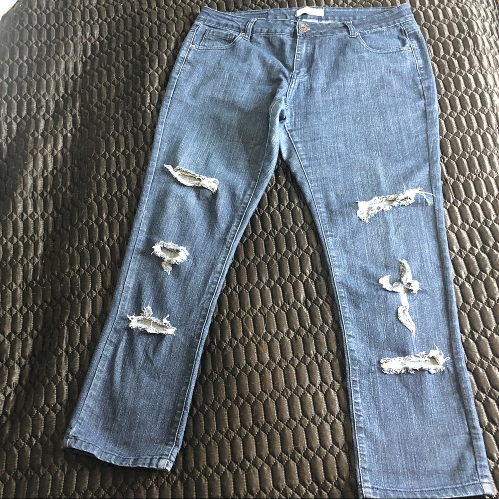 Distressed Divinity couture jeans. Plus size 14/16W